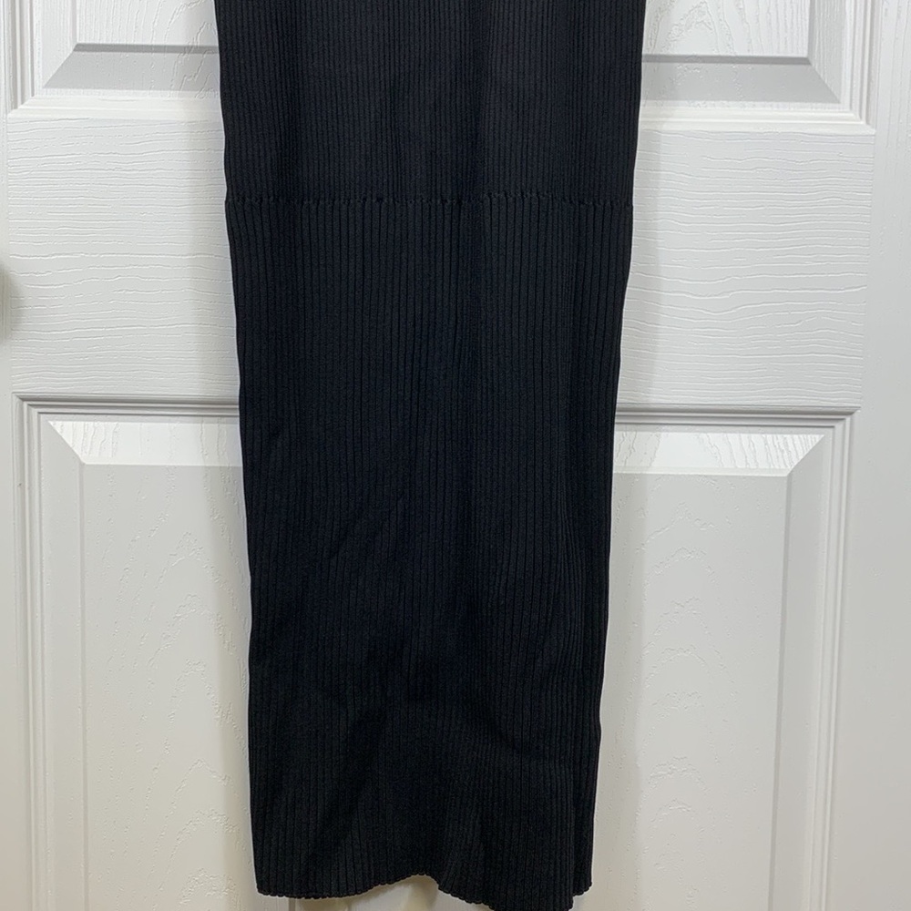 NWOT Good American black ribbed knit turtleneck midi dress sz 3/4 - Picture 9 of 11